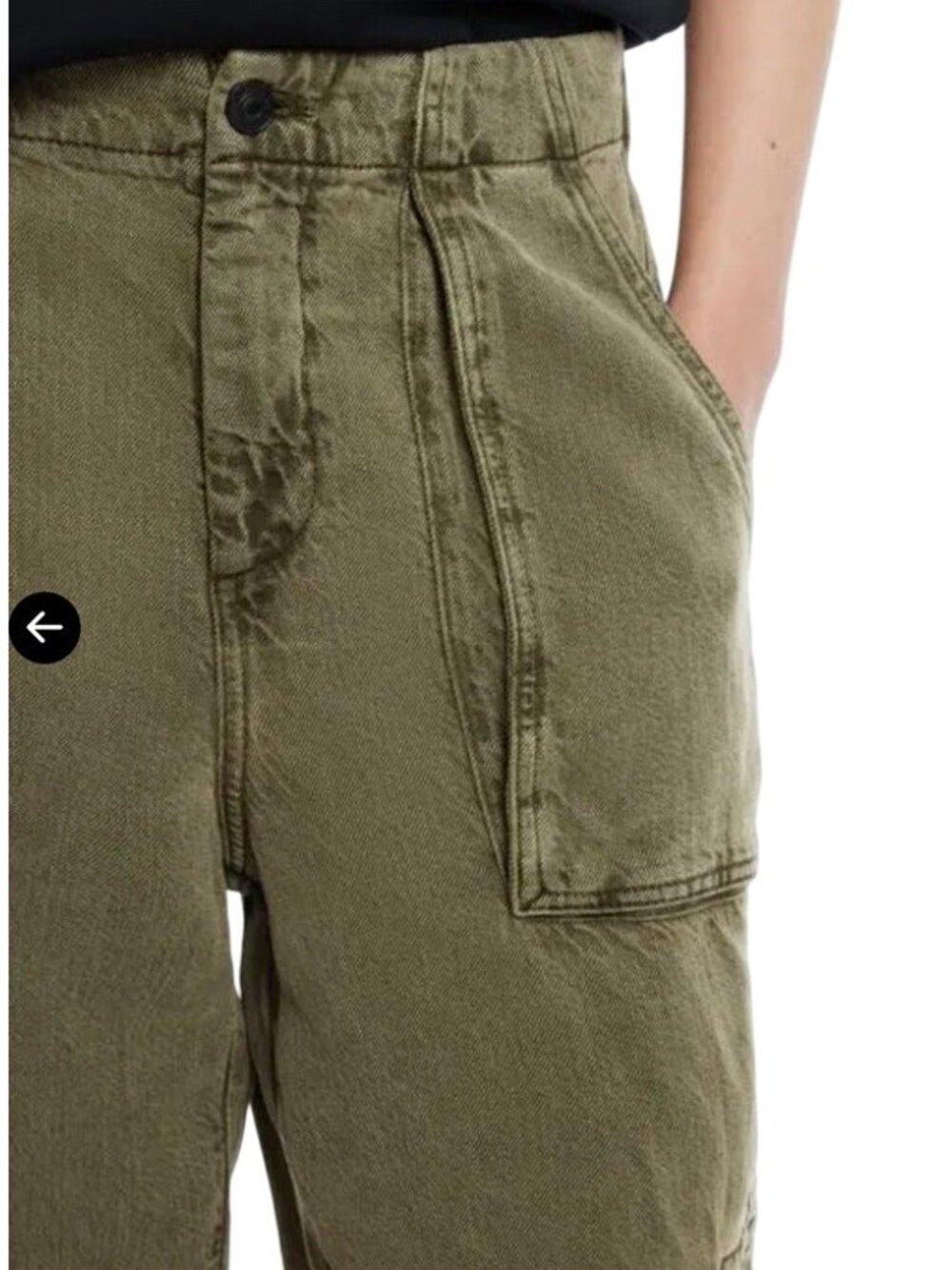 AllSaints "Frieda Denim Trouser" Cargo Jogger Womens 6 Light Olive Green Lyocell - Picture 15 of 16